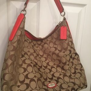 Coach tan and orange purse